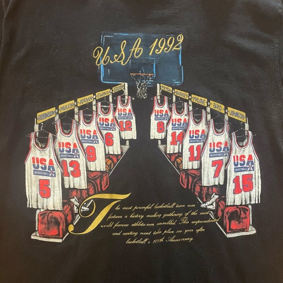 Nutmeg Vtg Single Stitch USA '92 Basketball‎ Dream Team Jerseys T-Shirt Size XL - Picture 2 of 8